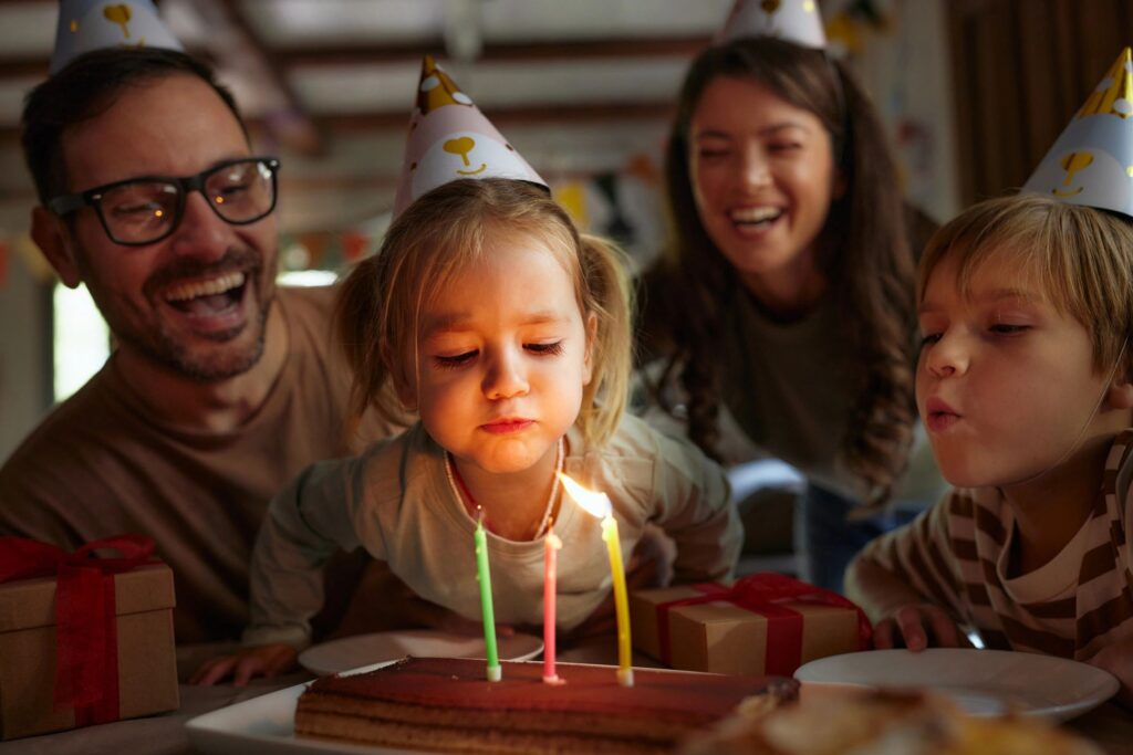 Blowing Birthday candles on a cake!