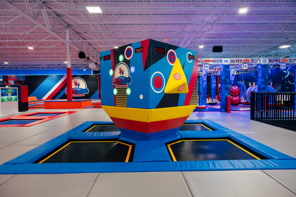 Jump and touch pad with trampoline